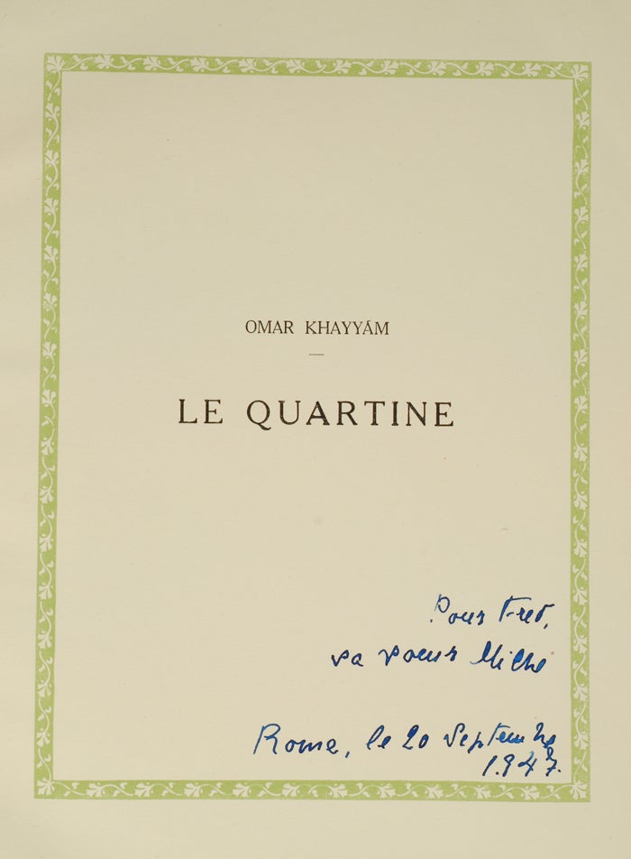 Item #02221 Quartine, Le. Edmund DULAC, Omar KHAYYAM, Edward FITZGERALD.