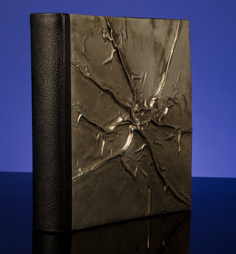 LALLIER, Monique - A Superlative Blank Album Binding in Creased and Chased Pewter and Morocco Leather