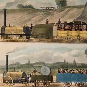 Item #03175 Coloured Views on the Liverpool and Manchester Railway. BURY, homas T[albot