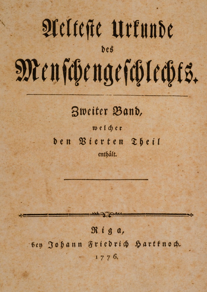 HERDER, Johann Gottfried - Aelteste Urkunde Des Menschengeschlechts