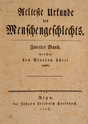Item #03211 Aelteste Urkunde des Menschengeschlechts. Johann Gottfried HERDER