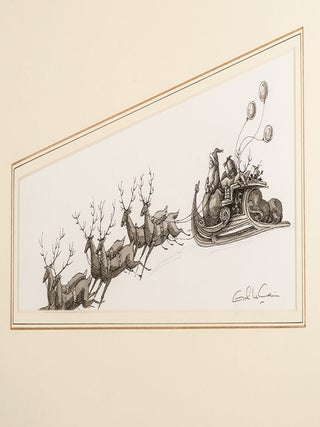 Item #04156 An unused/unpublished original pen, ink and monotone drawing from "Christmas 1993 or...