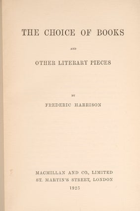 Choice of Books and other Literary Pieces, The