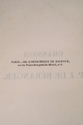 Chansons de P.J. Béranger Anciennes, Nouvelles et Inédites,