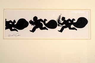 Item #04908 An original black and white silhouette drawing from "Christmas 1993 or Santa's Last...