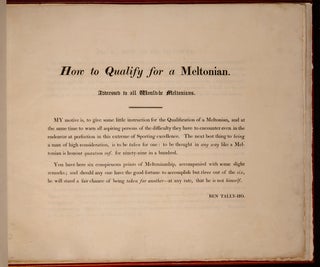 How to Qualify for a Meltonian; Addressed to all Would-be Meltonians.