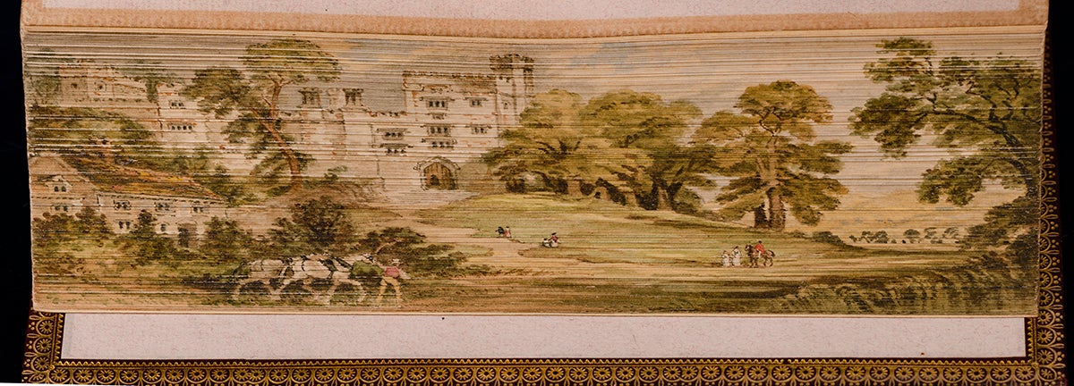 FORE-EDGE PAINTING; BARONESS DE CALABRELLA; MISS C.B. CURRIE; RIVIRE & SON, binders; BALL, Catherine - Evenings at Haddon Hall
