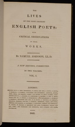 Lives of the most Eminent English Poets:, The