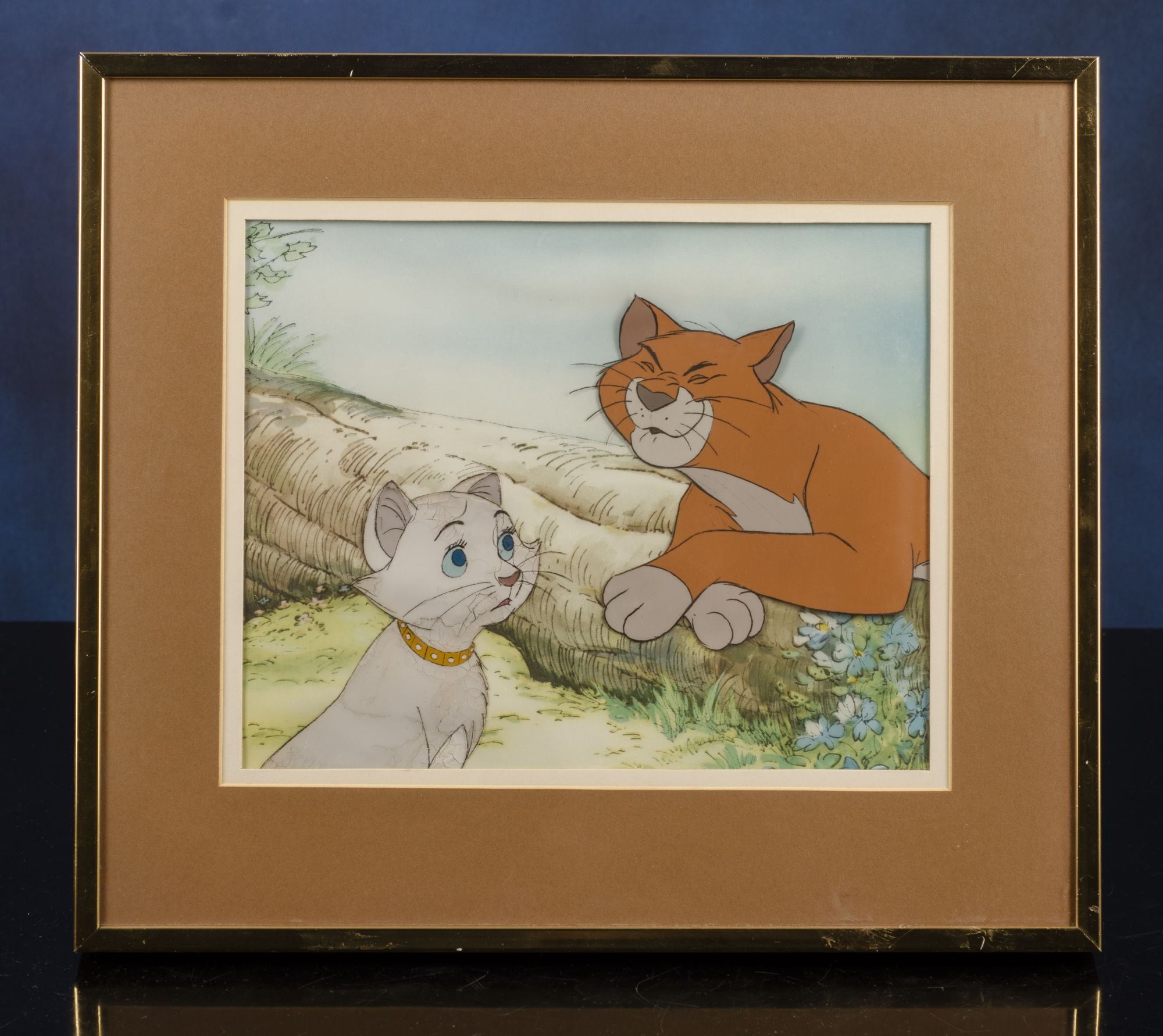 WALT DISNEY STUDIOS - Original Walt Disney Production Celluloid with Background Featuring Thomas O'Malley and Duchess from the Aristocats