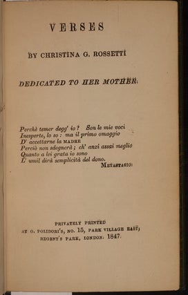 Verses by Christina G. Rossetti