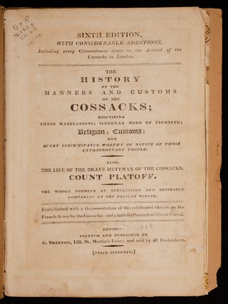 History of the manners and customs of the Cossacks, The