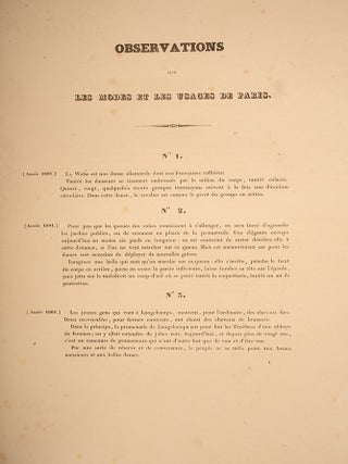 Observations sur les Modes et les Usages de Paris