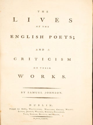 Lives of the Most Eminent English Poets; The,