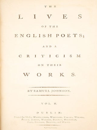 Lives of the Most Eminent English Poets; The,