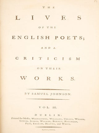 Lives of the Most Eminent English Poets; The,