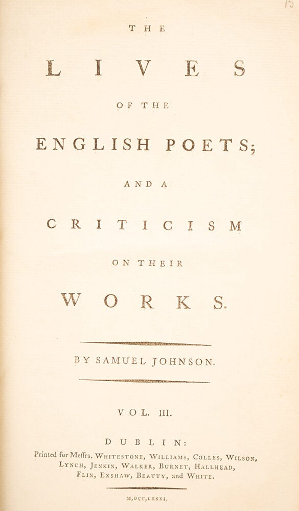 Poets In English Lives of the Most Eminent English Poets; The | Samuel JOHNSON