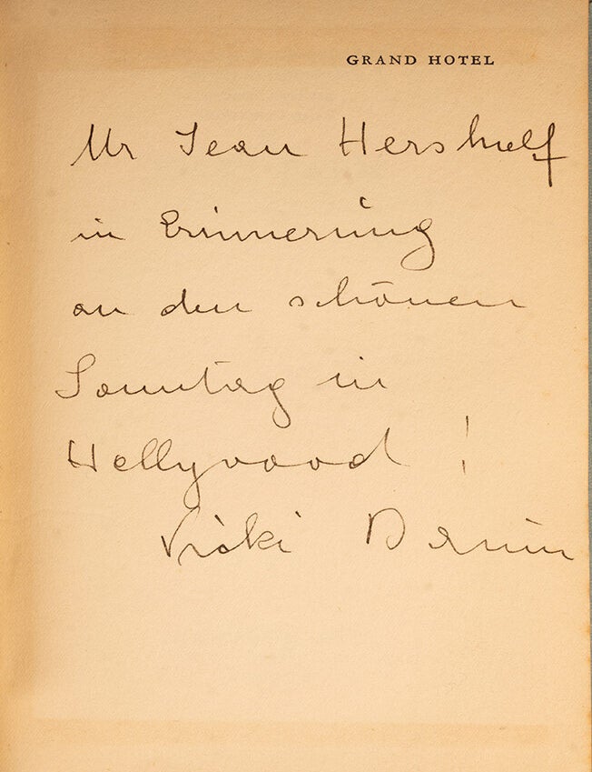 Item #05819 Grand Hotel. Vicki BAUM, Jean HERSHOLT.