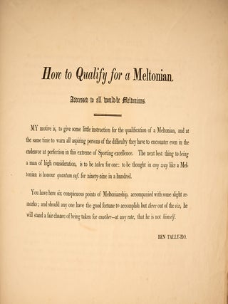How to Qualify for a Meltonian: