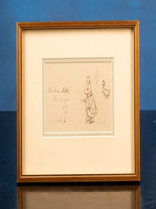 A fine original pen and ink&nbsp;drawing&nbsp;depicting&nbsp;Benjamin Bunny, Mr. Tod, Jemima Puddle-Duck and a Young Mouse