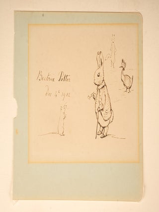 A fine original pen and ink&nbsp;drawing&nbsp;depicting&nbsp;Benjamin Bunny, Mr. Tod, Jemima Puddle-Duck and a Young Mouse