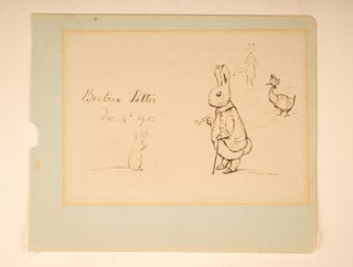 A fine original pen and ink drawing depicting Benjamin Bunny, Mr. Tod, Jemima Puddle-Duck and a Young Mouse