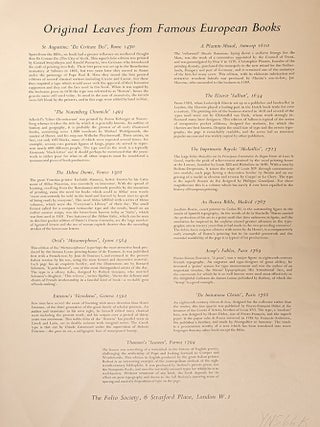 Original leaves from famous European books.