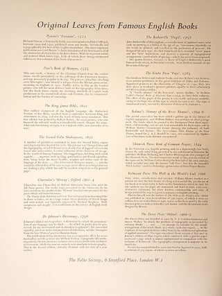 Original leaves from famous English books.