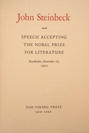 Speech Accepting the Nobel Prize for Literature