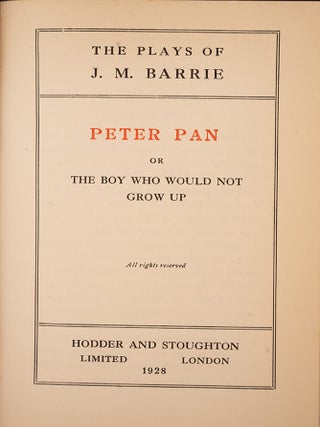 Peter Pan or the Boy who would not grow up