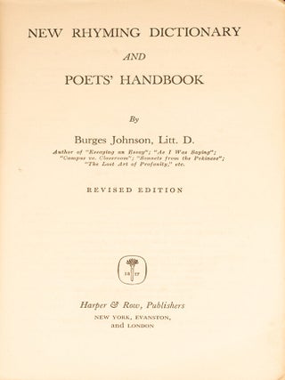 New Rhyming Dictionary and Poets’ Handbook by Burges Johnson (revised edition)