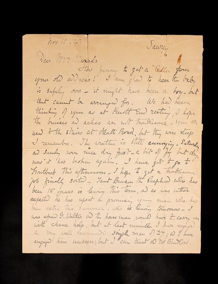 Item #06744 Autograph Letter Signed ("Beatrix Heelis") to&nbsp;Mrs. Edwards. Sawrey, 10 November 1943. Beatrix POTTER.