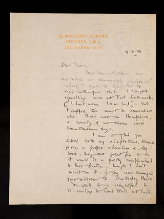 Item #06746 Autograph Letter Signed ("A. A. Milne"), 13 Mallord Street, Chelsea, 19...
